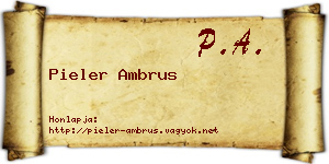 Pieler Ambrus névjegykártya